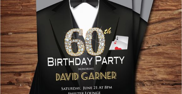 Mens 60th Birthday Invitations Casino 60th Birthday Invitation Adult Man Birthday Party