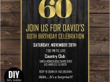 Mens 60th Birthday Invitations Printable Black Gold 60th Birthday Invitations 60th