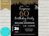 Mens 60th Birthday Invitations Surprise 60th Birthday Invitation 60th Birthday Invite