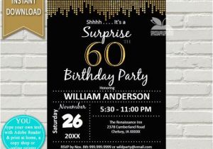 Mens 60th Birthday Invitations Surprise 60th Birthday Invitation 60th Birthday Invite