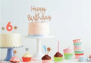 Meri Meri Happy Birthday Banner Happy Birthday Cake topper by Meri Meri Gold Glitter Cake