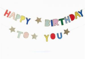 Meri Meri Happy Birthday Banner Meri Meri Multi Color Glittered Happy Birthday Banner