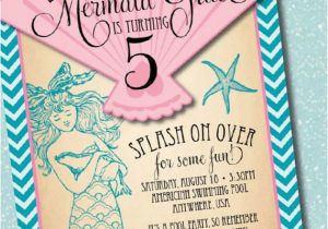 Mermaid Birthday Invitation Wording Diy Printable Vintage Mermaid Birthday Party Invitation