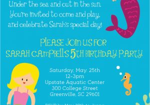 Mermaid Birthday Invitation Wording Little Mermaid Birthday Invitation Wording