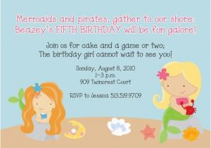 Mermaid Birthday Invitation Wording Mermaid Party Invitation Mermaid Birthday theme Mermaid