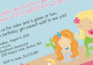 Mermaid Birthday Invitation Wording Party Invitations Free Cute Mermaid Party Invitations