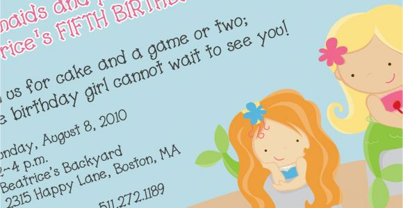 Mermaid Birthday Invitation Wording Party Invitations Free Cute Mermaid Party Invitations