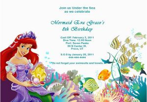 Mermaid Birthday Invitation Wording the Little Mermaid Birthday Invitations Free Printable