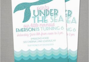 Mermaid themed Birthday Invitations Mermaid theme Birthday Invitation Party by thereddoorcreations