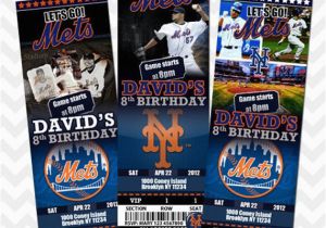 Mets Birthday Card New York Mets Invitation Mets Baseball Invites Baseball