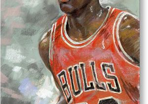 Michael Jordan Birthday Card Michael Jordan Pastel by Ylli Haruni