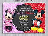 Mickey and Minnie Joint Birthday Party Invitations Mickey and Minnie Twin Birthday Invitation Twin