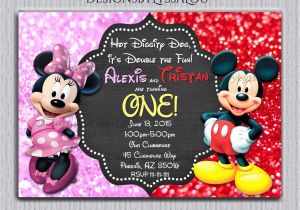 Mickey and Minnie Joint Birthday Party Invitations Mickey and Minnie Twin Birthday Invitation Twin