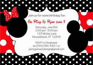 Mickey and Minnie Joint Birthday Party Invitations Minnie and Mickey Invitation orderecigsjuice Info