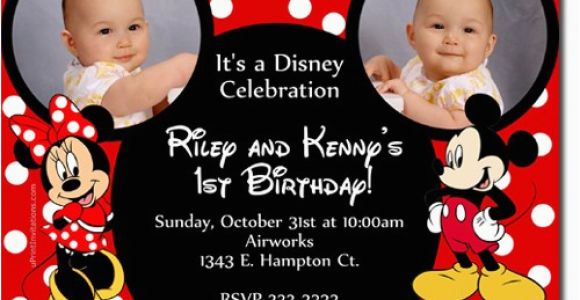 Mickey and Minnie Mouse Birthday Invitations for Twins Free Printable Mickey and Minnie Twin Birthday Invitations