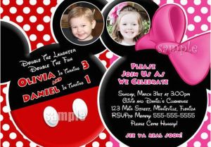 Mickey and Minnie Mouse Birthday Invitations for Twins Huge Selection Minnie Mouse Birthday Invitation Pink