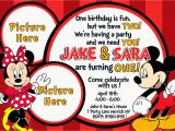 Mickey and Minnie Mouse Birthday Invitations for Twins Mickey and Minnie Mouse Birthday Invitations Bagvania