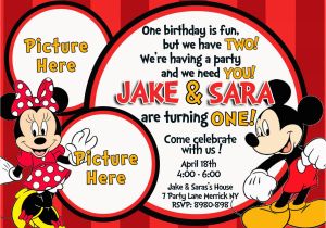 Mickey and Minnie Mouse Birthday Invitations for Twins Mickey and Minnie Mouse Birthday Invitations Bagvania