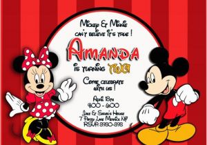 Mickey and Minnie Mouse Birthday Invitations for Twins Mickey and Minnie Mouse Birthday Invitations Bagvania