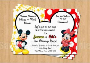 Mickey and Minnie Mouse Birthday Invitations for Twins Mickey Minnie Mouse Twins Birthday Party Personalized