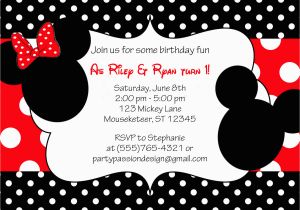 Mickey and Minnie Mouse Birthday Invitations for Twins Minnie and Mickey Invitation orderecigsjuice Info