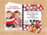 Mickey and Minnie Mouse Birthday Invitations for Twins Minnie Mickey Mouse Twins Birthday Party Personalized