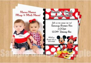 Mickey and Minnie Mouse Birthday Invitations for Twins Minnie Mickey Mouse Twins Birthday Party Personalized