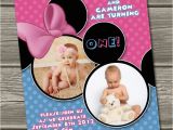 Mickey and Minnie Mouse Birthday Invitations for Twins Twins Minnie Mouse and Mickey Mouse 1st Birthday Invitation