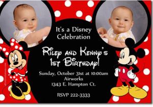 Mickey and Minnie Twin Birthday Invitations Free Printable Mickey and Minnie Twin Birthday Invitations