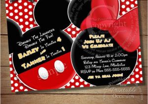 Mickey and Minnie Twin Birthday Invitations Huge Selection Mickey Mouse Invitation for Twins Minnie
