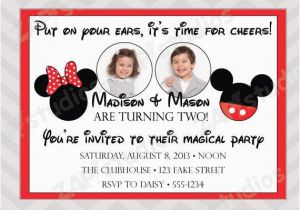 Mickey and Minnie Twin Birthday Invitations Items Similar to Mickey and Minnie Mouse Twins Joint