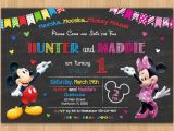 Mickey and Minnie Twin Birthday Invitations Mickey and Minnie Invitation Printable Mickey and Minnie