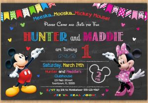 Mickey and Minnie Twin Birthday Invitations Mickey and Minnie Invitation Printable Mickey and Minnie