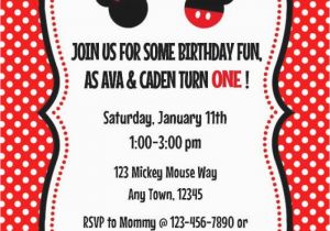 Mickey and Minnie Twin Birthday Invitations Minnie and Mickey Invitation orderecigsjuice Info
