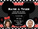 Mickey and Minnie Twin Birthday Invitations Minnie and Mickey Mouse Birthday Party Invitation Twins