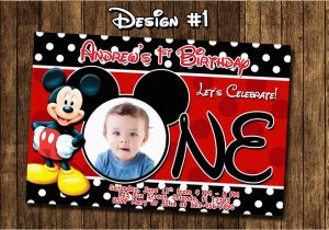 Mickey Mouse 1st Birthday Invites Mickey Mouse Baby First Birthday Party Photo Invitations