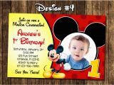 Mickey Mouse 1st Birthday Invites Mickey Mouse Baby First Birthday Party Photo Invitations