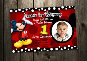 Mickey Mouse 1st Birthday Invites Mickey Mouse Birthday Party Invitation 1st Custom First