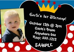 Mickey Mouse Birthday Invitations with Photo First Birthday Mickey Invitation orderecigsjuice Info