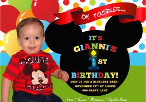 Mickey Mouse Birthday Invitations with Photo First Birthday Mickey Mouse Invitations Best Party Ideas