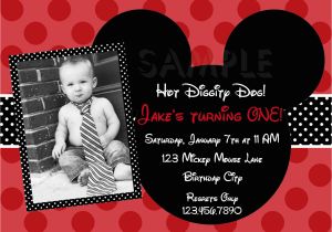 Mickey Mouse Birthday Invitations with Photo Free Printable 1st Mickey Mouse Birthday Invitations