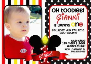 Mickey Mouse Birthday Invitations with Photo Mickey Mouse 1st Birthday Invitations Ideas Bagvania