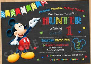 Mickey Mouse Birthday Invitations with Photo Mickey Mouse Birthday Invitation Mickey Mouse Clubhouse