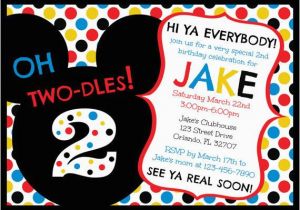 Mickey Mouse Clubhouse 2nd Birthday Invitations Mickey Mouse Clubhouse Oh Two Dles 2nd Birthday Invitation