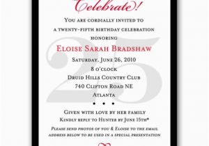 Milestone Birthday Invitation Wording Classic 25th Birthday Celebrate Milestone Invitations