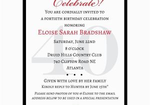 Milestone Birthday Invitation Wording Classic 40th Birthday Celebrate Milestone Invitations