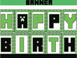 Minecraft Happy Birthday Banner 8 Bit Food Tents Minecraft Party Ideas Instant Download