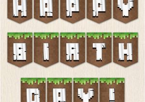 Minecraft Happy Birthday Banner Pdf Minecraft Birthday Set Banner Water Lables Food Tents