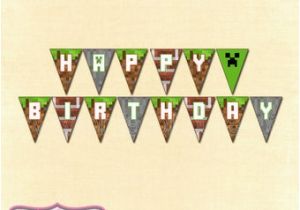 Minecraft Happy Birthday Banner Pdf Popular Items for Minecraft Birthday On Etsy