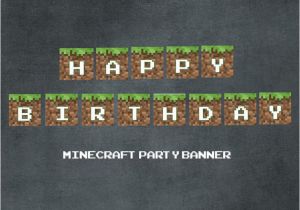 Minecraft Happy Birthday Banner Printable Minecraft Party Banner Happy Birthday
